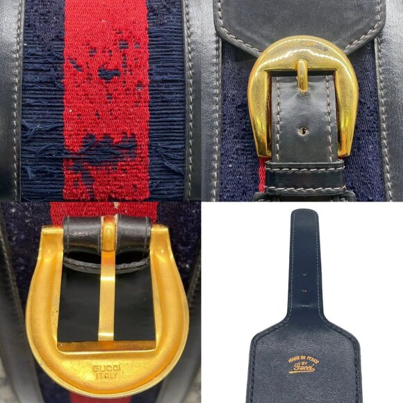 304299BG (EH) Gucci Carry Case Sherry Line Navy Blue PVC - Picture 12 of 13